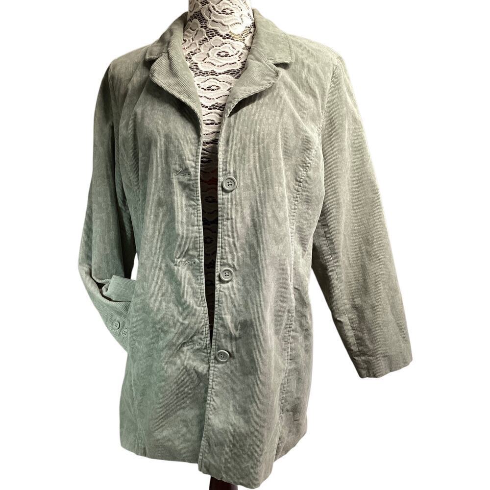 Denim & Co corduroy jacket with paisley print‎ sz L green